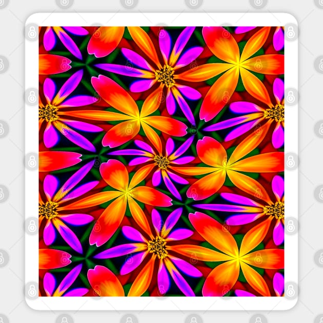 Bright Orange Flower Pattern Sticker by PatternFlower